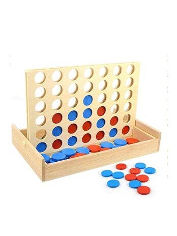 Wooden Classic 4 Board Family Games,Four in a Row Game,Travel Board Game