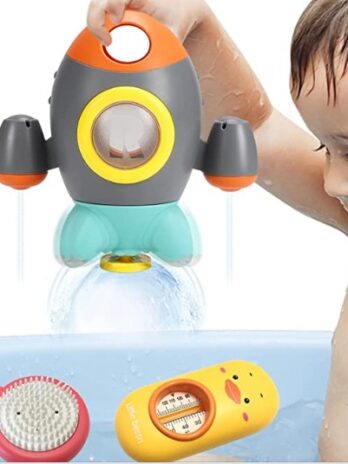 Elovien Baby Bath Toys, Space Rocket Shape Bathtub Toys for Toddlers
