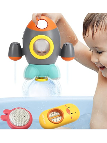Elovien Baby Bath Toys, Space Rocket Shape Bathtub Toys for Toddlers